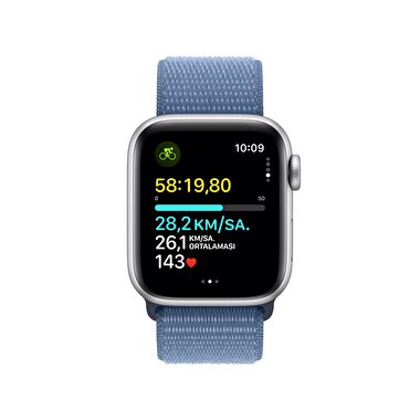 Apple Watch SE GPS 40mm Gümüş Rengi Alüminyum Kasa ve Buz Mavisi Spor Loop  MRE33TU/A