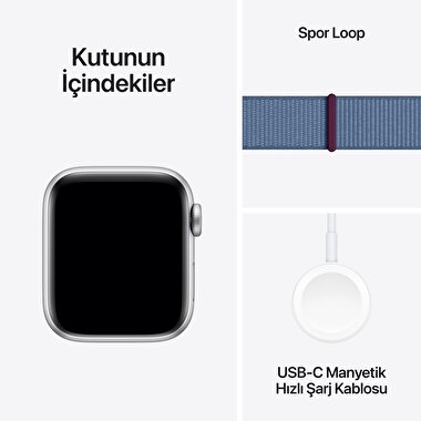Apple Watch SE GPS 40mm Gümüş Rengi Alüminyum Kasa ve Buz Mavisi Spor Loop  MRE33TU/A