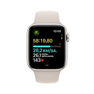 Apple Watch SE GPS 44mm Yıldız Işığı Alüminyum Kasa ve Yıldız Işığı Spor Kordon - S/M  MRE43TU/A