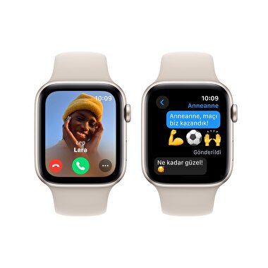 Apple Watch SE GPS 44mm Yıldız Işığı Alüminyum Kasa ve Yıldız Işığı Spor Kordon - M/L  MRE53TU/A