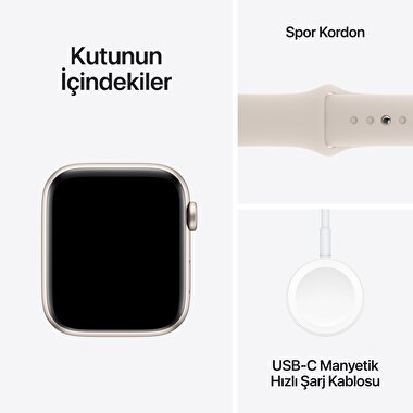 Apple Watch SE GPS 44mm Yıldız Işığı Alüminyum Kasa ve Yıldız Işığı Spor Kordon - M/L  MRE53TU/A