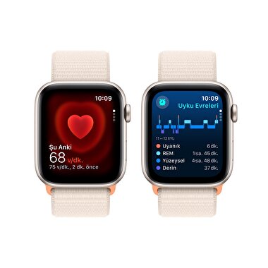 Apple Watch SE GPS 44mm Yıldız Işığı Alüminyum Kasa ve Yıldız Işığı Spor Loop  MRE63TU/A