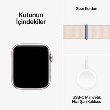 Apple Watch SE GPS 44mm Yıldız Işığı Alüminyum Kasa ve Yıldız Işığı Spor Loop  MRE63TU/A