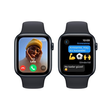 Apple Watch SE GPS 44mm Gece Yarısı Alüminyum Kasa ve Gece Yarısı Spor Kordon - S/M  MRE73TU/A