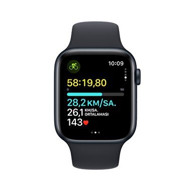 Apple Watch SE GPS 44mm Gece Yarısı Alüminyum Kasa ve Gece Yarısı Spor Kordon - S/M  MRE73TU/A