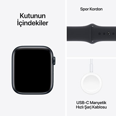 Apple Watch SE GPS 44mm Gece Yarısı Alüminyum Kasa ve Gece Yarısı Spor Kordon - S/M  MRE73TU/A