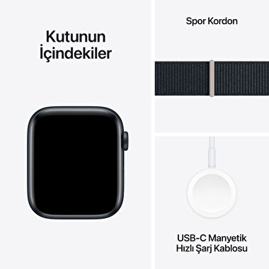 Apple Watch SE GPS 44mm Gece Yarısı Alüminyum Kasa ve Gece Yarısı Spor Loop  MREA3TU/A