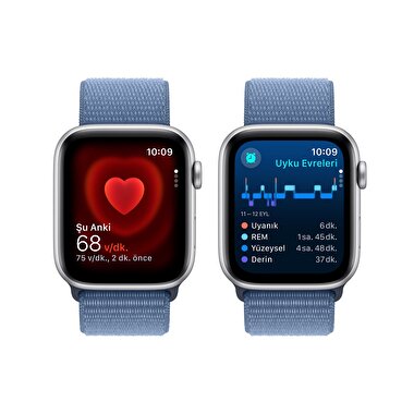 Apple Watch SE GPS 44mm Gümüş Rengi Alüminyum Kasa ve Buz Mavisi Spor Loop  MREF3TU/A