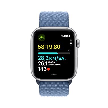 Apple Watch SE GPS 44mm Gümüş Rengi Alüminyum Kasa ve Buz Mavisi Spor Loop  MREF3TU/A