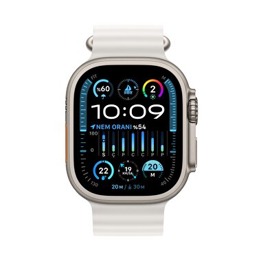 Apple Watch Ultra 2 GPS + Cellular, 49mm Titanyum Kasa ve Beyaz Ocean Kordon  MREJ3TU/A