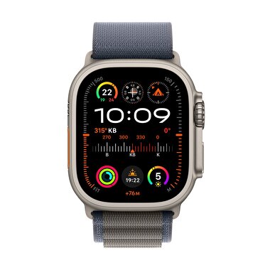 Apple Watch Ultra 2 GPS + Cellular, 49mm Titanyum Kasa ve Mavi Alpine Loop - Orta Boy  MREP3TU/A