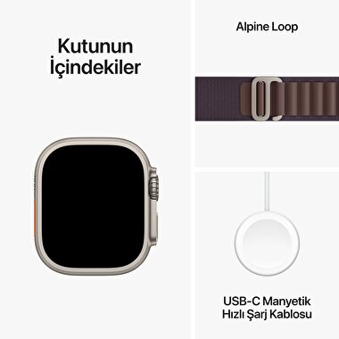 Apple Watch Ultra 2 GPS + Cellular, 49mm Titanyum Kasa ve Indigo Alpine Loop - Büyük Boy  MREW3TU/A