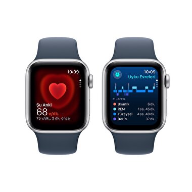 Apple Watch SE GPS + Cellular 40mm Gümüş Rengi Alüminyum Kasa ve Fırtına Mavisi Spor Kordon - M/L  MRGM3TU/A