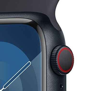 Apple Watch Series 9 GPS + Cellular 41mm Gece Yarısı Alüminyum Kasa ve Gece Yarısı Spor Kordon - S/M  MRHR3TU/A