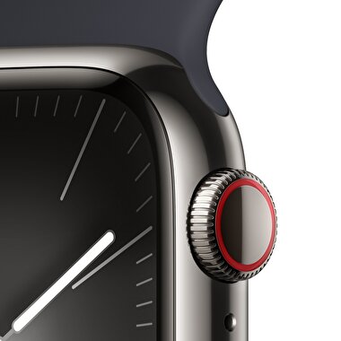 Apple Watch Series 9 GPS + Cellular 41mm Grafit Paslanmaz Çelik Kasa ve Gece Yarısı Spor Kordon - S/M  MRJ83TU/A