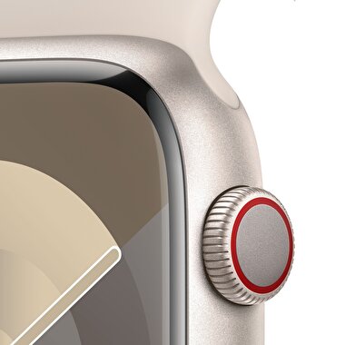 Apple Watch Series 9 GPS + Cellular 45mm Yıldız Işığı Alüminyum Kasa ve Yıldız Işığı Spor Kordon - M/L  MRM93TU/A