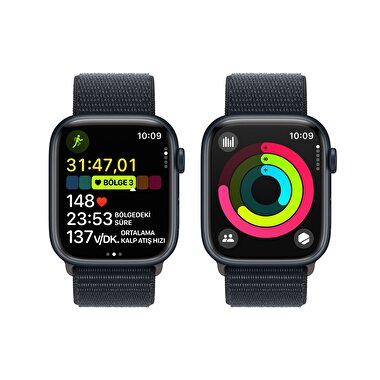 Apple Watch Series 9 GPS + Cellular 45mm Gece Yarısı Alüminyum Kasa ve Gece Yarısı Spor Loop - MRMF3TU/A MRMF3TU/A