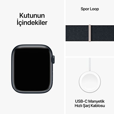 Apple Watch Series 9 GPS + Cellular 45mm Gece Yarısı Alüminyum Kasa ve Gece Yarısı Spor Loop - MRMF3TU/A MRMF3TU/A