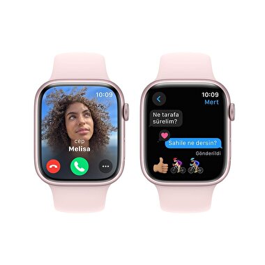 Apple Watch Series 9 GPS + Cellular 45mm Pembe Alüminyum Kasa ve Uçuk Pembe Spor Kordon - S/M - MRMK3TU/A MRMK3TU/A