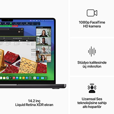 MacBook Pro 14 inc M3 Max 14CPU 30GPU 36GB 1TB Uzay Siyahı  MRX53TU/A