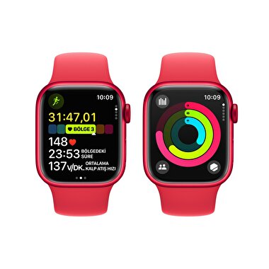 Apple Watch Series 9 GPS 41mm (PRODUCT)RED Alüminyum Kasa ve (PRODUCT)RED Spor Kordon - M/L  MRXH3TU/A
