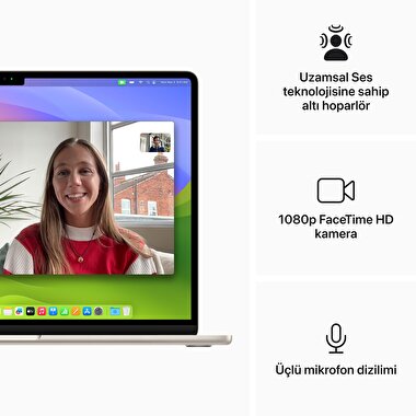 MacBook Air 15 inç M3 Çip 8CPU 10GPU 8GB Bellek 512GB SSD Yıldız Işığı MRYT3TU/A
