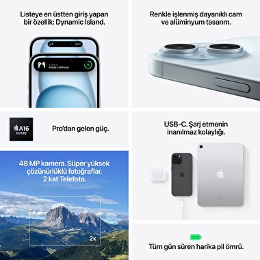 Apple iPhone 15 Plus 256GB Yeşil  MU1G3TU/A