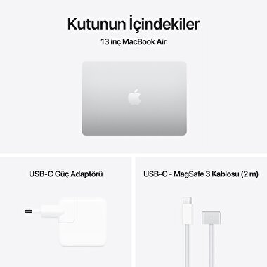 Apple MacBook Air 13' M4 Çip 10 Çekirdekli CPU 10 Çekirdekli GPU 16GB Bellek  512GB SSD Gümüş MW0X3TU/A