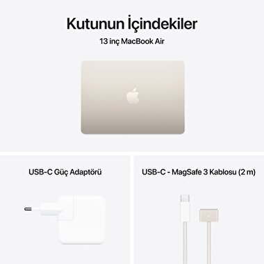 Apple MacBook Air 13' M4 Çip 10 Çekirdekli CPU 10 Çekirdekli GPU 16GB Bellek  512GB SSD Yıldız Işığı MW103TU/A