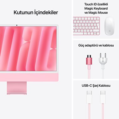 Apple iMac 24inc Retina 4.5K, M4 10-core CPU, 10-core GPU, 16GB Bellek, 512GB SSD, Pembe MWV53TU/A