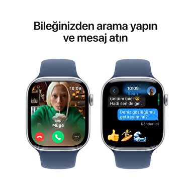 Apple Watch Series 10 GPS 42mm Gümüş Rengi Alüminyum Kasa  Kot Rengi Spor Kordon - S/M  MWWA3TU/A