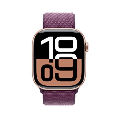 Apple Watch Series 10 GPS 42mm Roze Altın Rengi Alüminyum Kasa  Kırmızı Erik Spor Loop  MWWK3TU/A