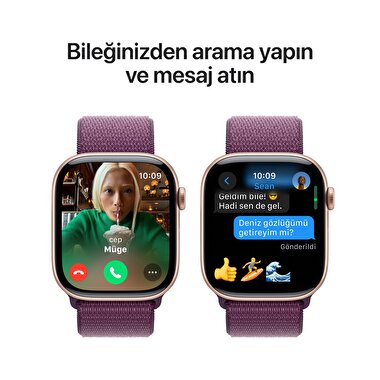 Apple Watch Series 10 GPS 42mm Roze Altın Rengi Alüminyum Kasa  Kırmızı Erik Spor Loop  MWWK3TU/A