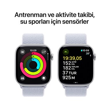 Apple Watch Series 10 GPS 46mm Gümüş Rengi Alüminyum Kasa  Bulut Mavisi Spor Loop  MWWN3TU/A