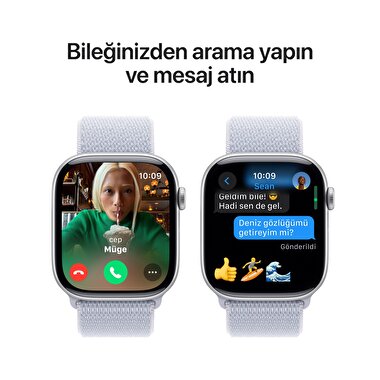 Apple Watch Series 10 GPS 46mm Gümüş Rengi Alüminyum Kasa  Bulut Mavisi Spor Loop  MWWN3TU/A