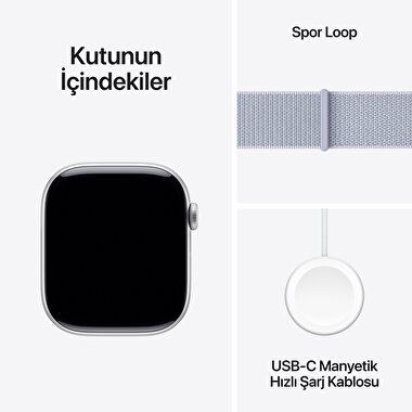 Apple Watch Series 10 GPS 46mm Gümüş Rengi Alüminyum Kasa  Bulut Mavisi Spor Loop  MWWN3TU/A