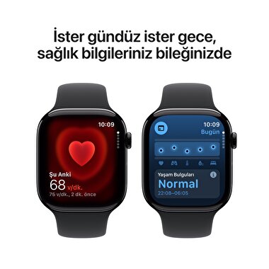 Apple Watch Series 10 GPS + Cellular 42mm Simsiyah Alüminyum Kasa  Siyah Spor Kordon - M/L  MWX73TU/A