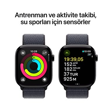 Apple Watch Series 10 GPS + Cellular 42mm Simsiyah Alüminyum Kasa  Mürekkep Moru Spor Loop  MWX83TU/A