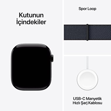 Apple Watch Series 10 GPS + Cellular 42mm Simsiyah Alüminyum Kasa  Mürekkep Moru Spor Loop  MWX83TU/A