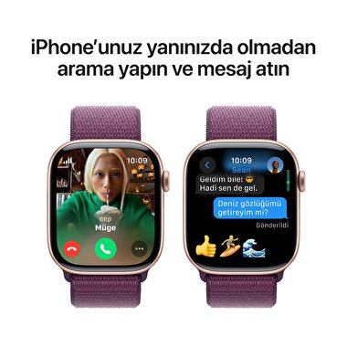 Apple Watch Series 10 GPS + Cellular 42mm Roze Altın Rengi Alüminyum Kasa  Kırmızı Erik Spor Loop  MWXC3TU/A
