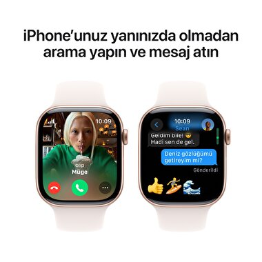 Apple Watch Series 10 GPS + Cellular 46mm Roze Altın Rengi Alüminyum Kasa  Bulut Pembesi Spor Kordon - M/L  MWY73TU/A