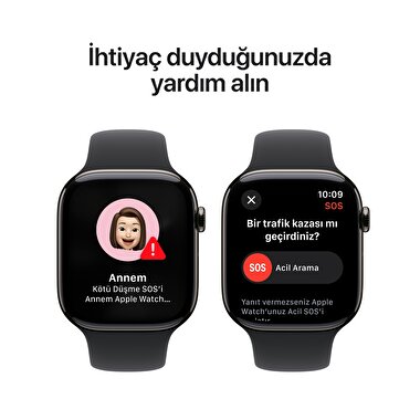 Apple Watch Series 10 GPS + Cellular 46mm Arduvaz Titanyum Kasa  Siyah Spor Kordon - S/M  MWYD3TU/A