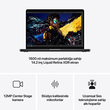 MacBook Pro 14 inç M4 Pro Çip 12CPU 16GPU 24GB Bellek 512GB SSD Uzay Siyahı  MX2H3TU/A