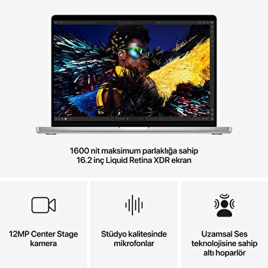 MacBook Pro 16 inç M4 Pro Çip 14CPU 20GPU 24GB Bellek 512GB SSD Gümüş MX2T3TU/A
