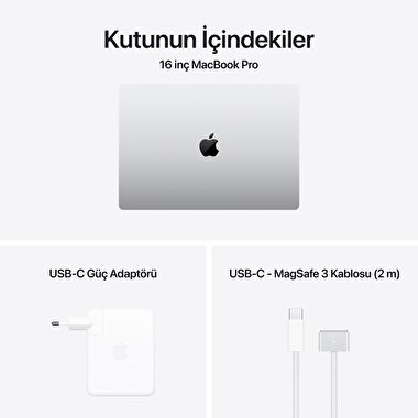 MacBook Pro 16 inç M4 Pro Çip 14CPU 20GPU 24GB Bellek 512GB SSD Gümüş MX2T3TU/A