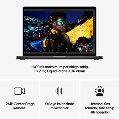 MacBook Pro 16 inç M4 Pro Çip 14CPU 20GPU 24GB Bellek 512GB SSD Uzay Siyahı MX2X3TU/A