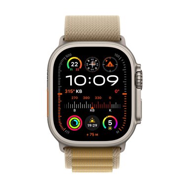 Apple Watch Ultra 2 GPS + Cellular 49mm Natürel Titanyum Kasa  Uçuk Kahve Alpine Loop - Orta Boy  MX4F3TU/A