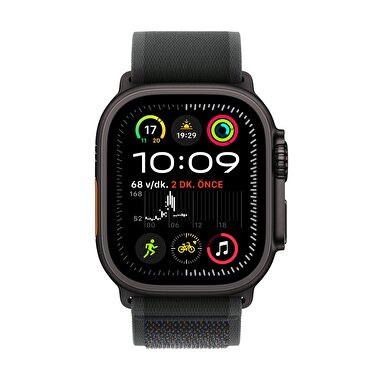 Apple Watch Ultra 2 GPS + Cellular 49mm Siyah Titanyum Kasa  Siyah Trail Loop - S/M  MX4U3TU/A