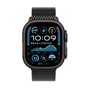 Apple Watch Ultra 2 GPS + Cellular 49mm Siyah Titanyum Kasa  Siyah Titanyum Milano Loop - M  MX5U3TU/A