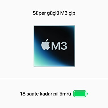 MacBook Air 15 inç M3 Çip 8CPU 10GPU 16GB Bellek 512GB SSD Gece Yarısı  MXD43TU/A